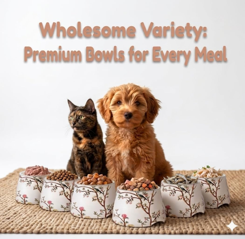 Ceramic pet Bowl 5 inch Height for Cats and Small Dogs & Toy Breeds | For cats and (10-25lbs)small dogs 2cup (540ml) food feeder, 304 food-grade stainless steel bowl, non-slip ceramic base, white