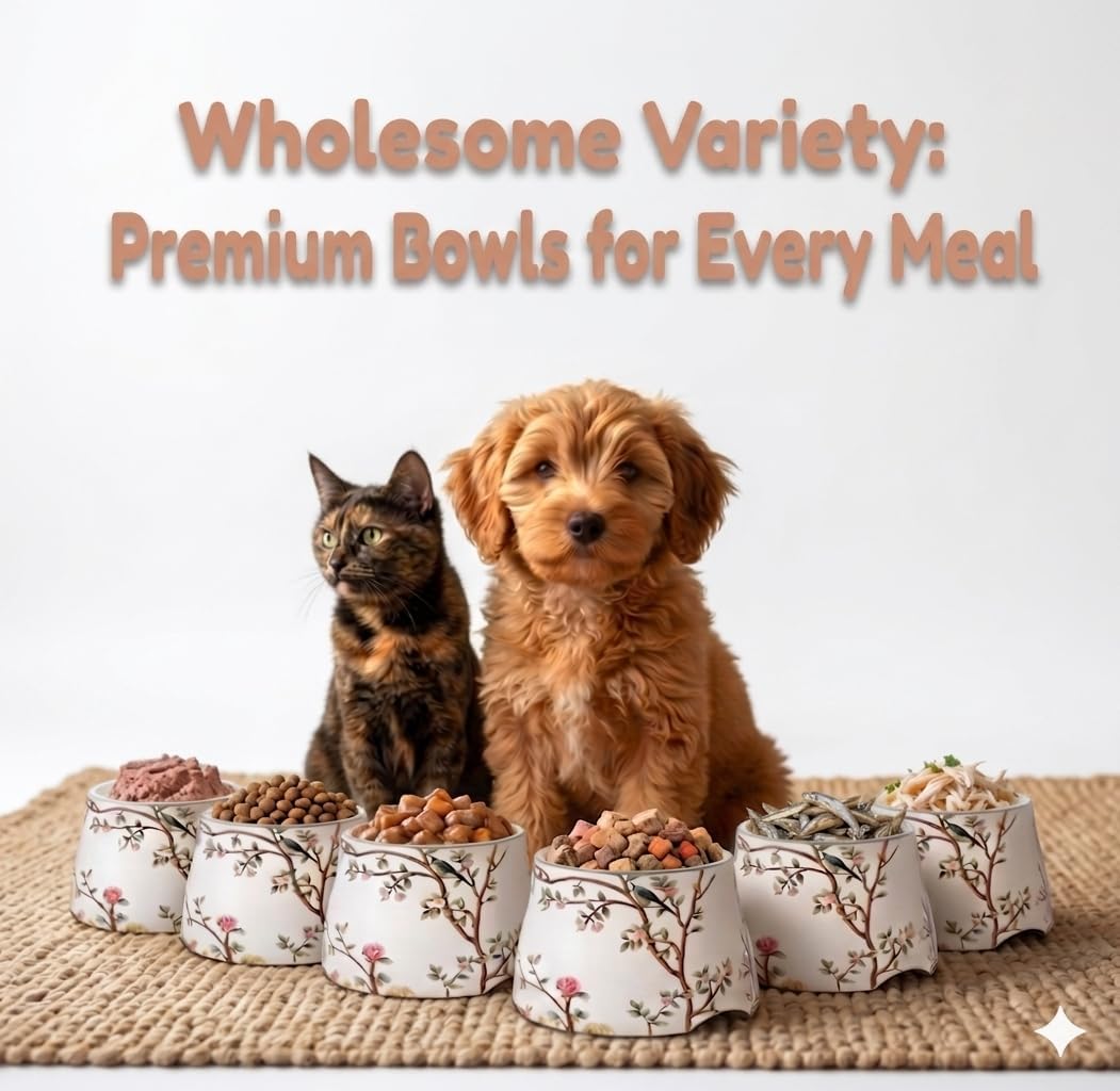 Ceramic pet Bowl 5 inch Height for Cats and Small Dogs & Toy Breeds | For cats and (10-25lbs)small dogs 2cup (540ml) food feeder, 304 food-grade stainless steel bowl, non-slip ceramic base, white