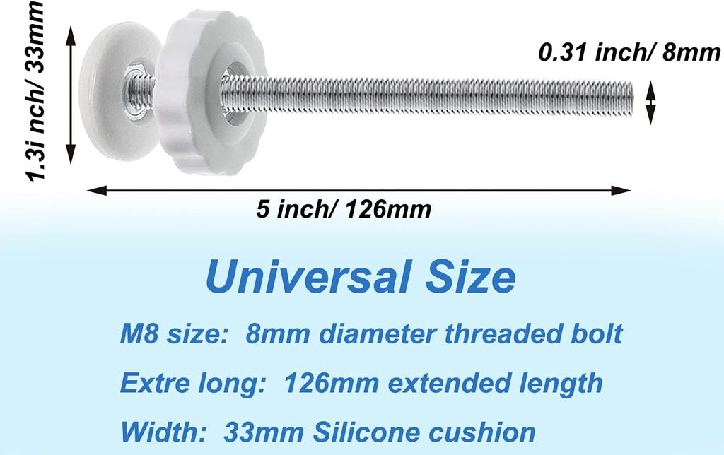 PAFOWO 4 Pack 8MM Baby Gates Replacement Parts, Threaded Spindle Rod Kits | Extra Long Wall Mounting Accessories Screws Rods Adapter Bolts for Pet & Dog Pressure Mounted Safety Gates (White)