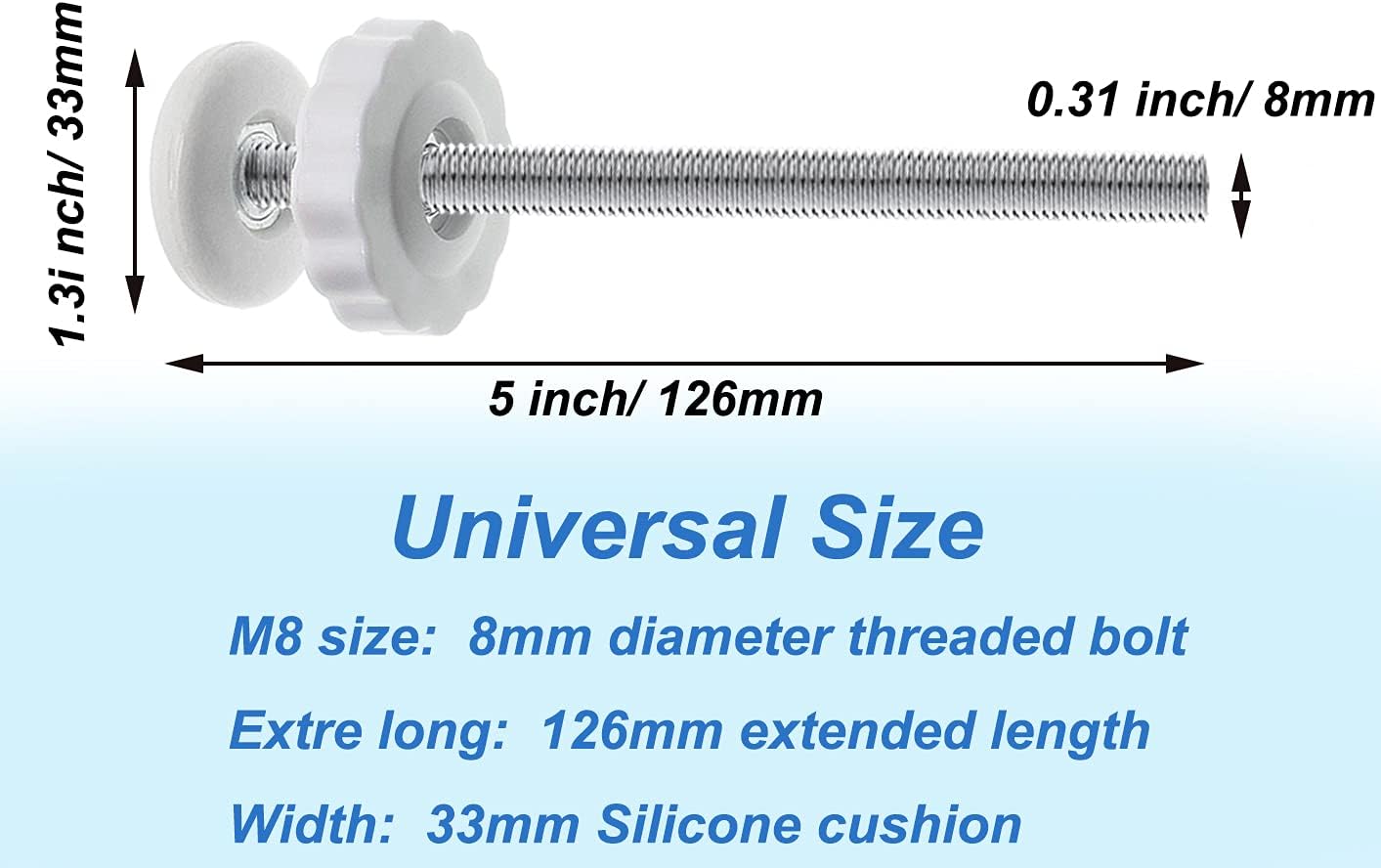 PAFOWO 4 Pack 8MM Baby Gates Replacement Parts, Threaded Spindle Rod Kits | Extra Long Wall Mounting Accessories Screws Rods Adapter Bolts for Pet & Dog Pressure Mounted Safety Gates (White)