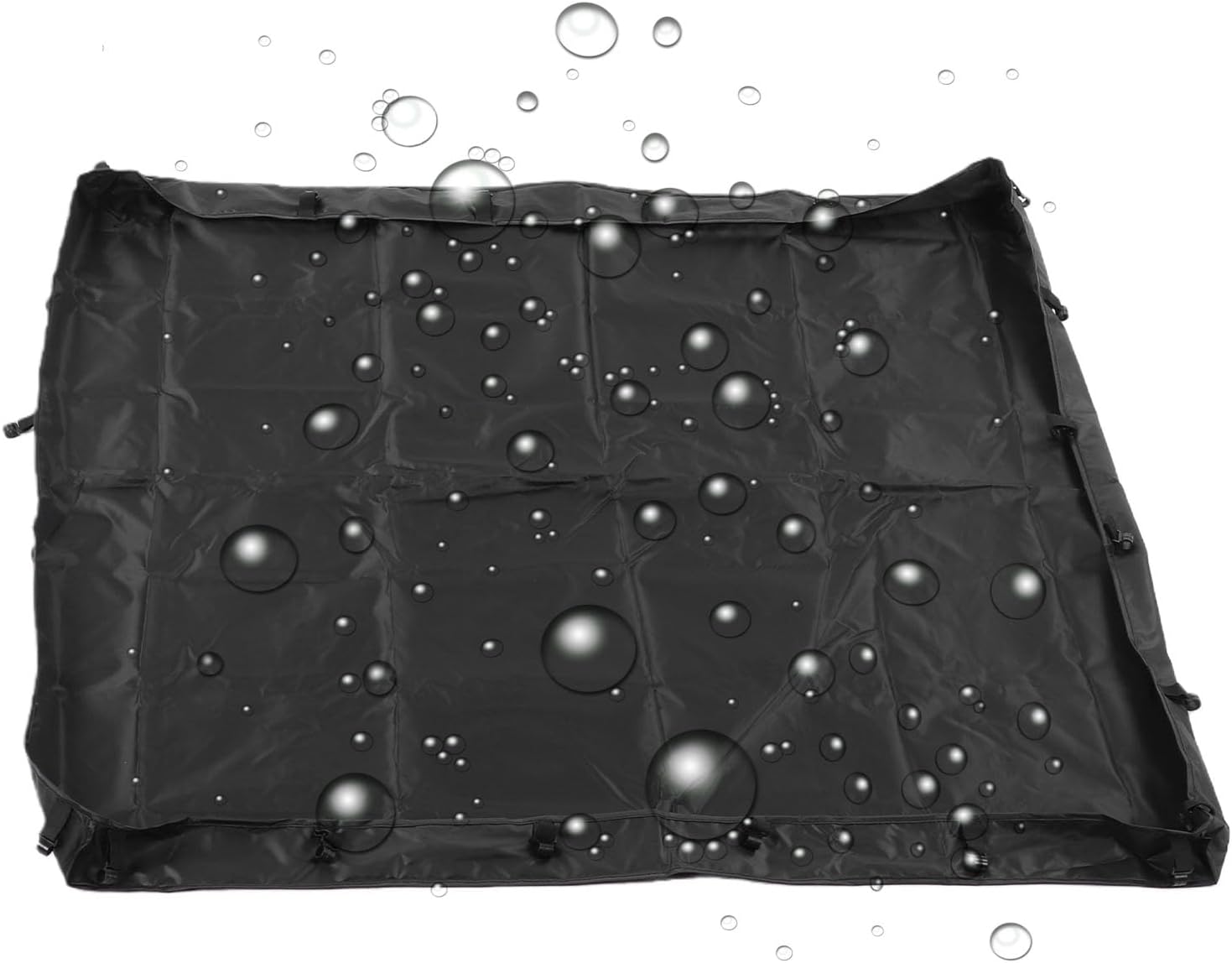 Dog Playpen Bottom Pad Cover Only, Black (4 Sided) | Water proof 600D Oxford, Replacement Floor Mat for Pet Playpen, Indoor Outdoor Use, with Hook Connect Snap