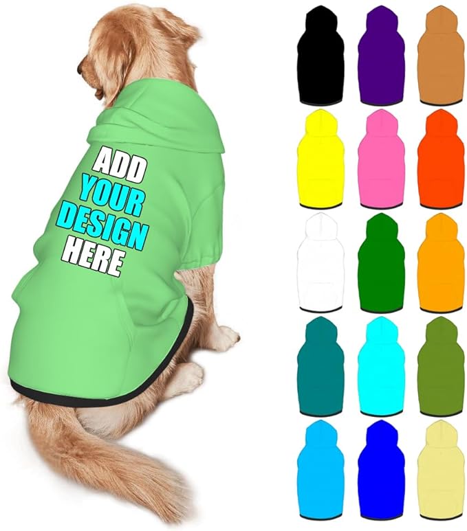 Customized Dog Hoodie with Name Logo Personalized Text Soft & Warm for Puppy Sweatshirt Hooded for Small Medium Large Dogs Girl/Boy Cats/Kitten, LightGreen, XL