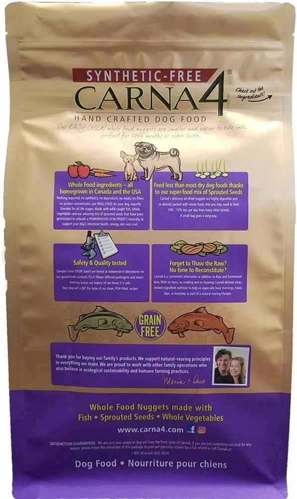 CARNA4 Air Dried Dog Food, Fish Recipe, Grain-Free, 5 Pound | Wild-Caught Salmon, Herring & Sprouted Seeds, Quick-Baked & Never Extruded, Easy-Chew, No Synthetic Vitamins or Minerals