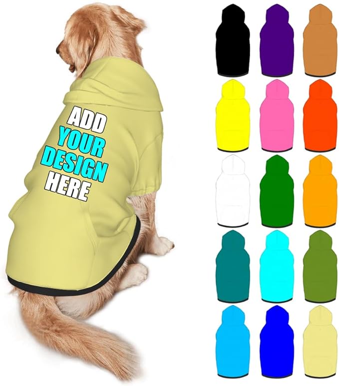 Custom Dog Clothes with Photo Name Logo Personalized Dog Sweaters for Small Medium Large Dogs Breathable Warm, Khaki, XXL