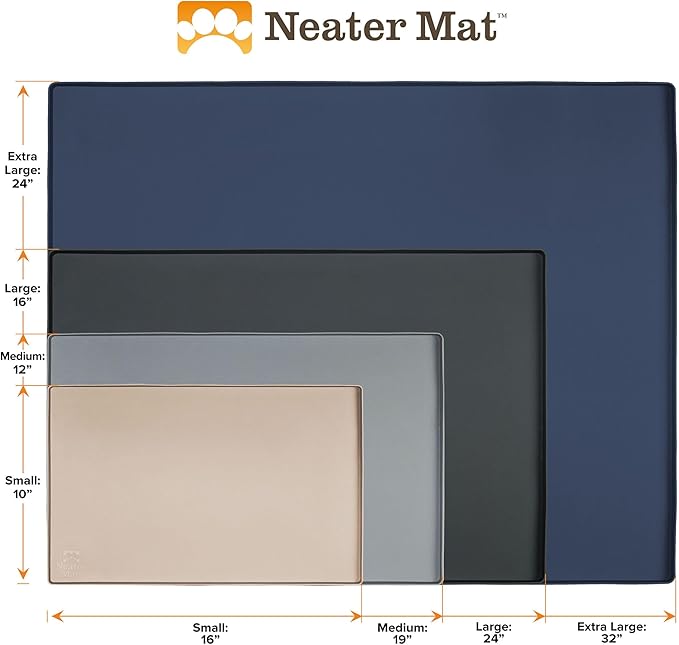 Neater Pet Brands Neater Mat Pet Mats for Food and Water, Cat & Dog Bowl Mat Waterproof Silicone, Feeding Tray, Dog Food Mats for Floors, Placemat w/Raised Edge for Under Bowls, 32" x 24", Slate Blue