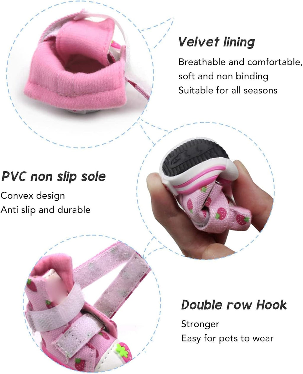 Dog Shoes, Breathable Canvas Cute Strawberry Dog Boots, Comfortable Slip Resistant Dog Boots Paw Protectors with Breathable Rubber Sole for Small Medium Large Dogs(Model 1)