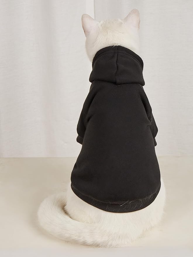 QWINEE Basic Dog Hoodie Sweatshirt Puppy Sweater Warm Cat Costumes Pet Clothes for Chihuahua Puppy Kitten Small Medium Dogs Black and Pink X-Large