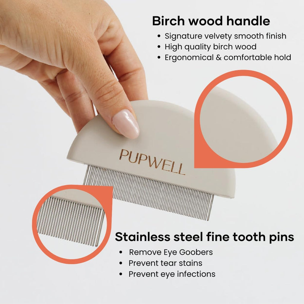 Detailer Comb for Removing Tear Stains, Crust, and Eye Mucus and Small Tangles