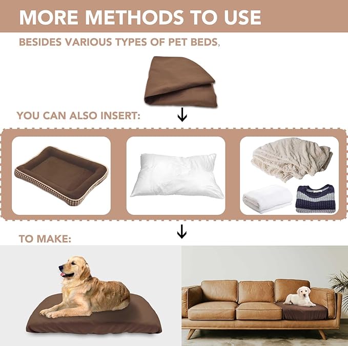 Dog Bed Cover Waterproof Replacement Machine Washable Covers for 24x18 Inch Dog Bed Heavy Duty Scratch Resistant Mattress Protector Pet Bed Cover Only Brown