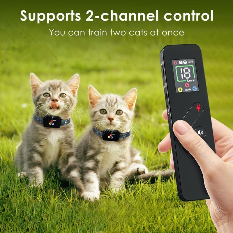 Cat Training Collar Cat Bark Collar with Remote Electric Cats Shock Collar 3300FT IP67 Waterproof 3 Training Modes Beep Vibration Shock Mode Top Meowing Effective for Bad Behavior Carbon Black
