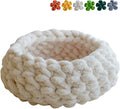 Cat Nest Bed - Premium Self Warming Handwoven Washable Extra Soft Round Cave House for Indoor Kitten & Kitty, Small & Large (Cloud White,Large)