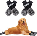 2 Pairs Anti Slip Dog Socks to Prevent Licking Paws,Dog Shoes for Hot Pavement,Dog Booties for Small Medium Large Senior Dogs,Paw Protectors for Hardwood Floors (Black&Grey,XL)