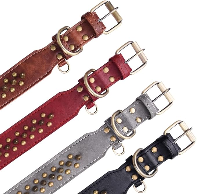 Spiked Dog Collar Soft Pu Leather Mushrooms Rivet Spike Studded Puppy Adjustable Pet Collars for Small Breeds (XS, Brown2)