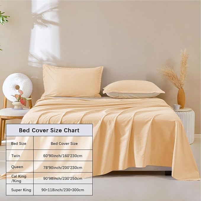 DUJUIKE Waterproof Bed Cover for Dog and Cats,Pet Hair Resistant Bed Sheet Cover, Protective Bed Liner Cover with 100% Waterproof Breathable Thin Fabric (Apricot Yellow, Queen 78 * 90 inch)