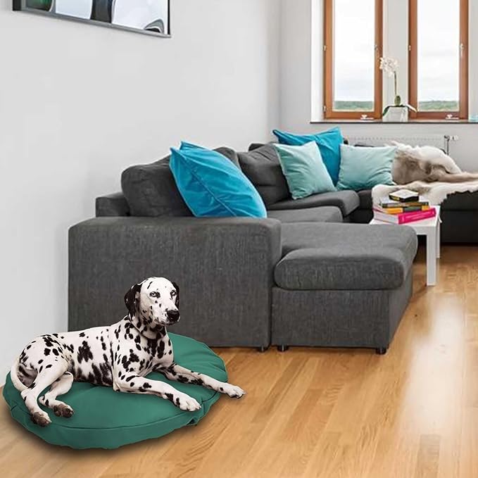 Dog Bed Cover Waterproof Replacement Machine Washable Covers for 24x24 Inch Dog Bed Heavy Duty Scratch Resistant Mattress Protector Pet Bed Round Dark Green Cover Only