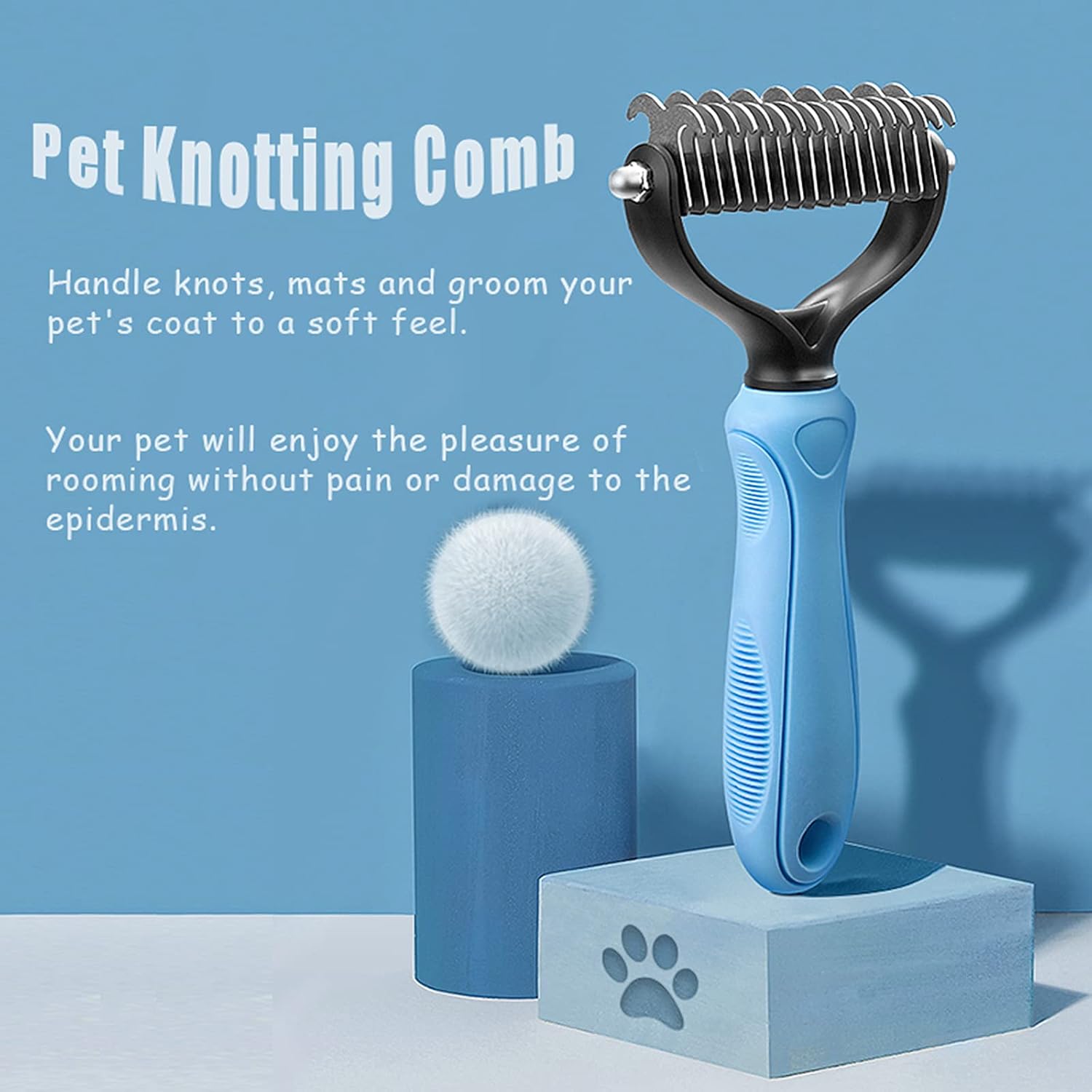 Dog Undercoat Rake 2-Sided Shedding Comb with 26-Tooth | Deshedding Dog Brush for Short Long Hair Coat, Pet Tangles Mat Remove, German Shepherd Husky Brush, Double-Sided Cat Brush
