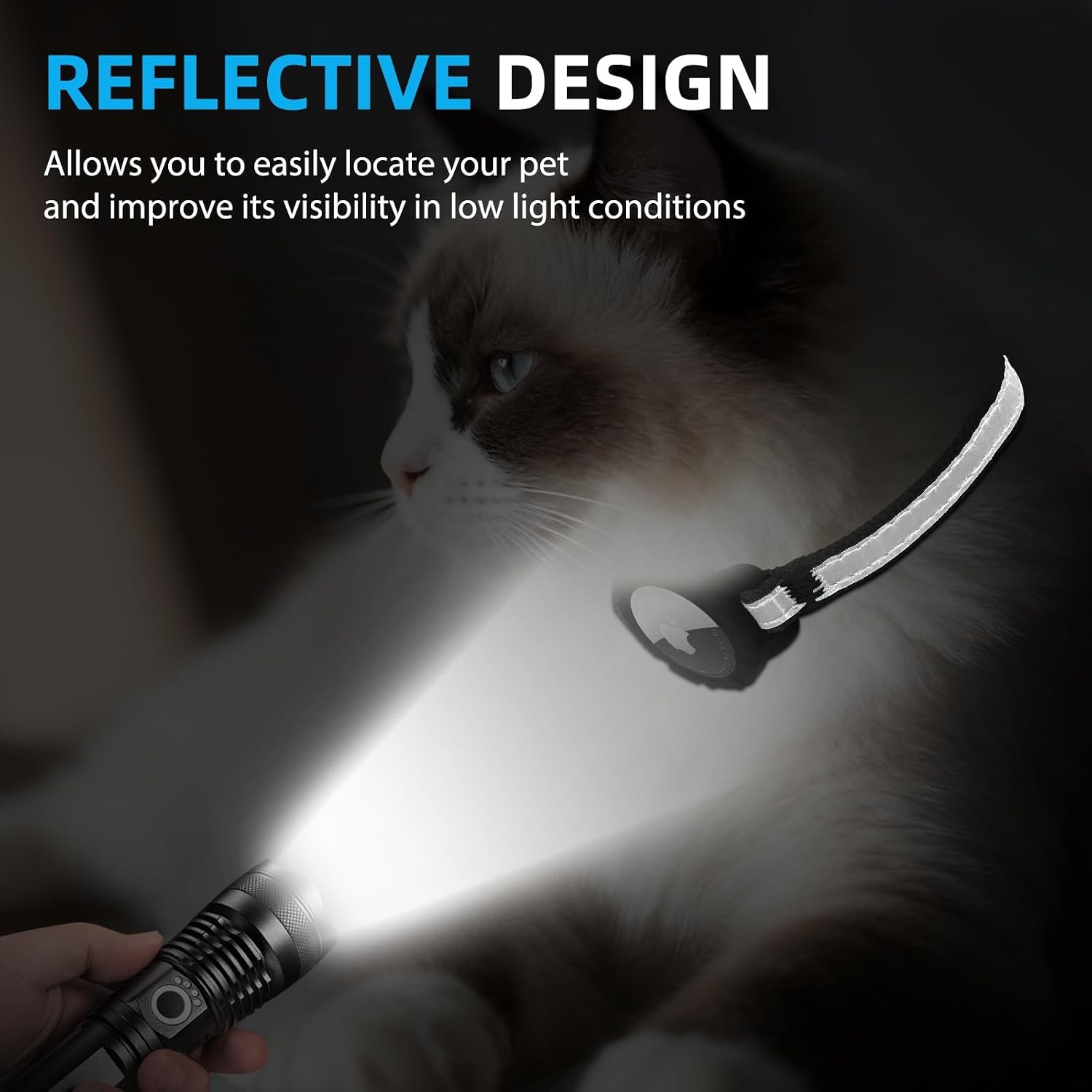 Airtag Cat Collar Breakaway with QR Code Name Tag (Black,8.5-11.5 Inch) | Reflective Kitten Collar with Apple Air tag Holde and Bell, Soft, Durable, Adjustable, Quick Release for Small Large Cat