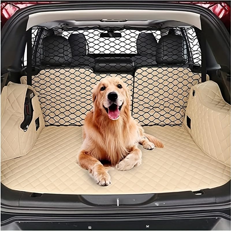 Heavy Duty Nylon Car Pet Barrier, Adjustable Dog Safety Mesh Guard for SUV, Sedans & Trucks, Breathable See-Through Net with Secure Straps, Easy Install Vehicle Divider for Pets & Cargo
