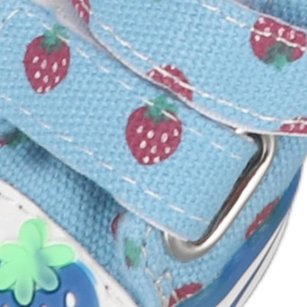 TITA-DONG Small Dog Shoes, Breathable Dog Boots for Summer Hot Pavement, Cute Strawberry Comfortable Slip Resistant Canvas Puppy Boots Paw Protectors for Small Medium Large Dogs Blue(Type 2)