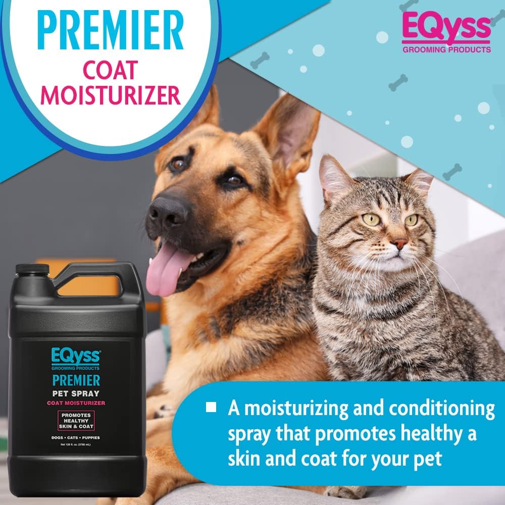 EQyss Premier Pet Spray - Moisturizes & Conditions for Healthy Skin & Coat, Non-greasy, Repels Dust & Dirt - Great for Dogs, Cats, Puppies (128 oz)
