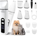 ETACCU 4 in 1 Dog Clippers Grooming Kit with LED Display, Cordless Dog Quiet Hair Trimmer for Paw Nail Grinder, Rechargeable 2-Speed Cat Clippers Face Shaver for Paw Nail Body Ear