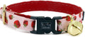 Cat Collar with Bells - Breakaway for Kittens & Cats - Strawberry Small