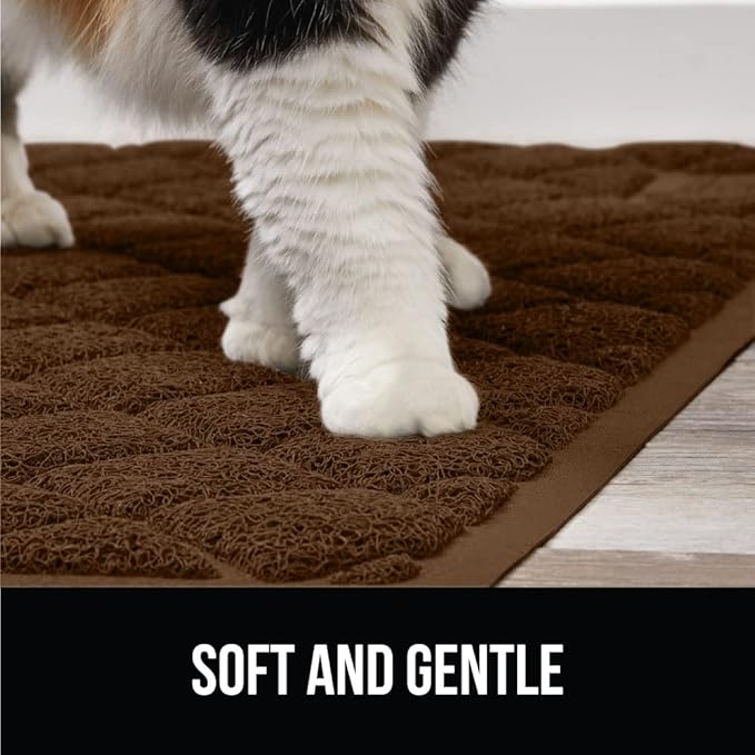 GORILLA GRIP Cat Litter Box Mat, 32x32, Water Resistant, US Designed Kitty Litter Trapping Mats, Easy to Clean, Scatter Control, Less Mess and Clean Floors, Kitten Supplies for Indoor Cats, Brown