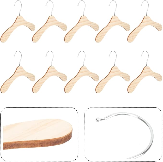 10pcs 8.66-inch Wooden Pet Hangers for Small Dogs and Cats, Wear-Resistant Dog Clothes Hangers, Household Professional Pet Accessory for Closet Organization