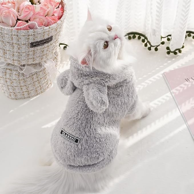 Selena Cat Bunny Ears Costume Cute Dog Kitten Hoodies Sweater Rabbit Ears Puppy Pet Apparel (XX-Large,Gray)