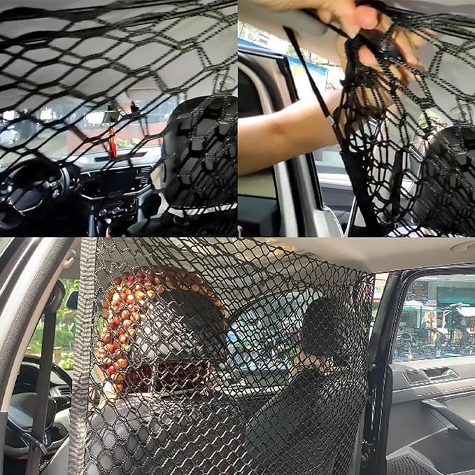 Car Dog Guard for Dodge Ram 2500/3500 2002-2024 2025, Backseat Mesh Dog Car Divider Net, with Hook, Layer Thickened Durable Nylon