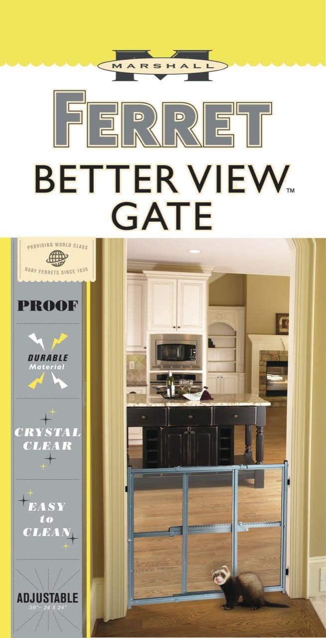 Marshall Better View Gate – 24" Tall Adjustable Pet Barrier – Clear Plexi Design for Visibility & Safety – Freestanding Gate for Ferrets & Small Animals