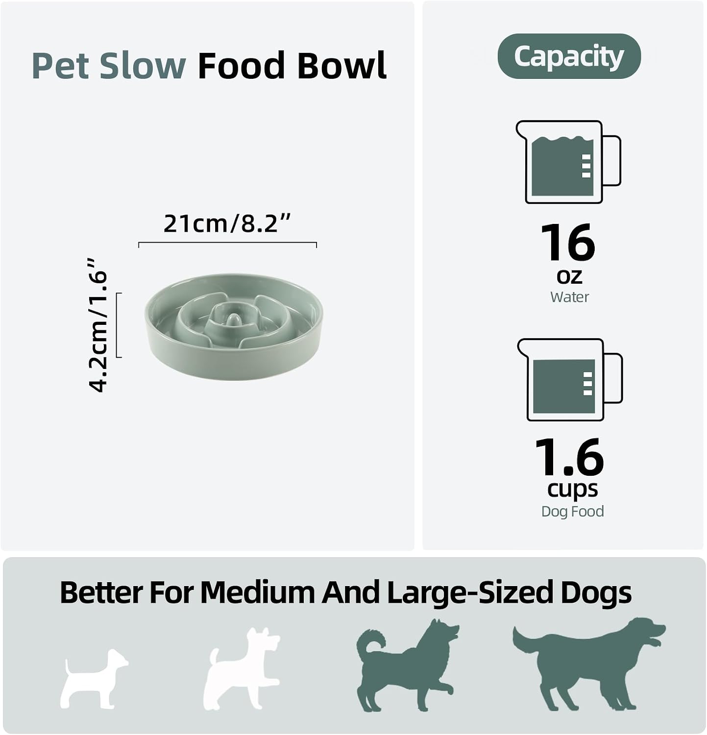 Havniva Dog Bowls Slow Feeder, Ceramic Slow Feeder Dog Bowls for Fast Eater | 1.6 Cups Dog Food Bowl Puzzle Feeder, Slow Feeding Bowls for Medium Breed, Non-Slip Base, Anti-Choking