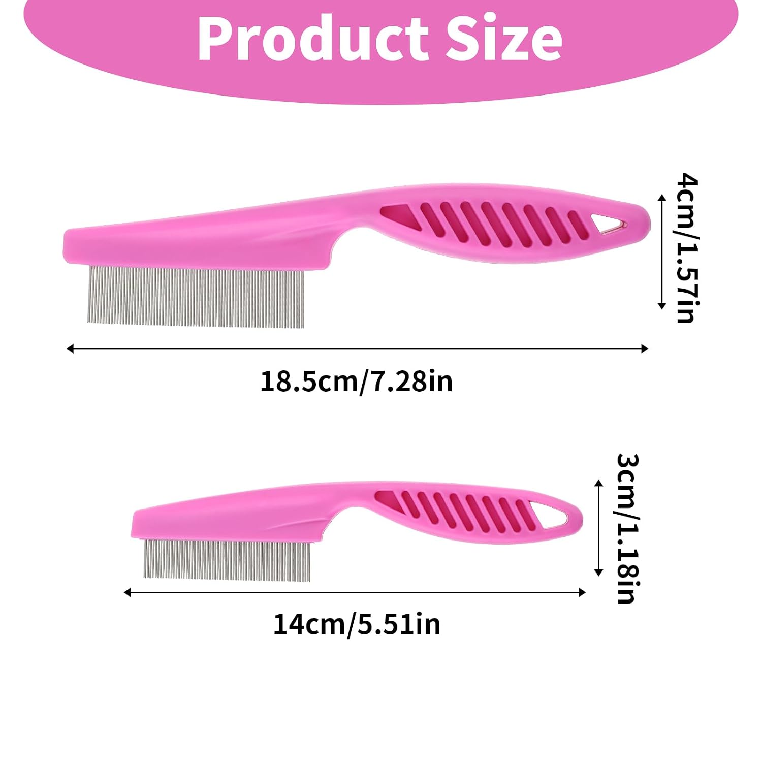 TIESOME Pet Hair Comb Tear Stain Removal,2 Pack Multifunctional Pets Grooming Comb Kit 2 in 1 Dog Combs Stainless Grooming Massage Dual-Sided Comb for Knots Crust Floating Hair Tangle Fleas(Pink) | Multifunctional Pets Grooming Comb Kit, 2 in 1 Dog