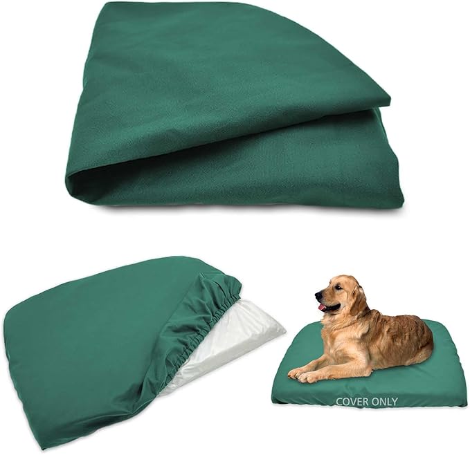 Dog Bed Cover Waterproof Replacement Machine Washable Covers for Dog Bed Heavy Duty Scratch Resistant Mattress Protector Pet Bed 24x18 Inch Dark Green Cover Only