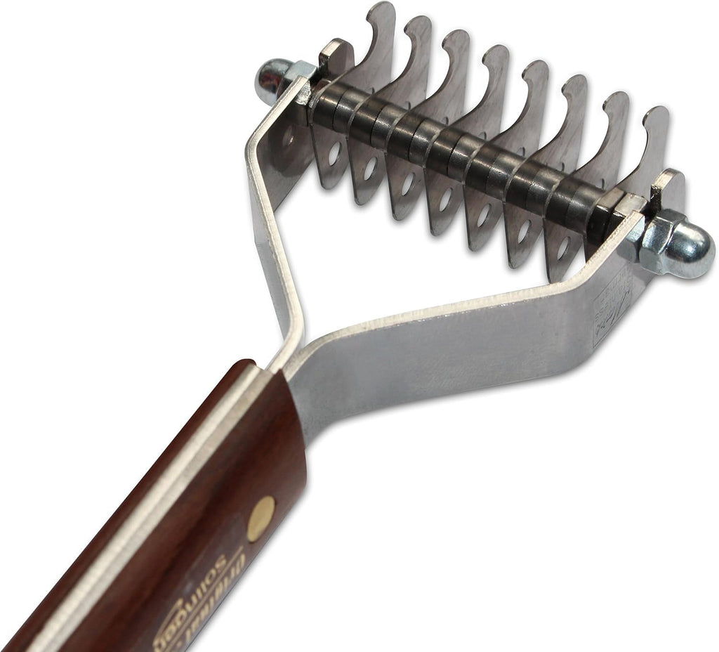 Mars Coat King Original Dematting Undercoat Grooming Rake Stripper Tool for Dogs and Cats, Stainless Steel with Wooden Handle, Made in Germany, 8-Blade
