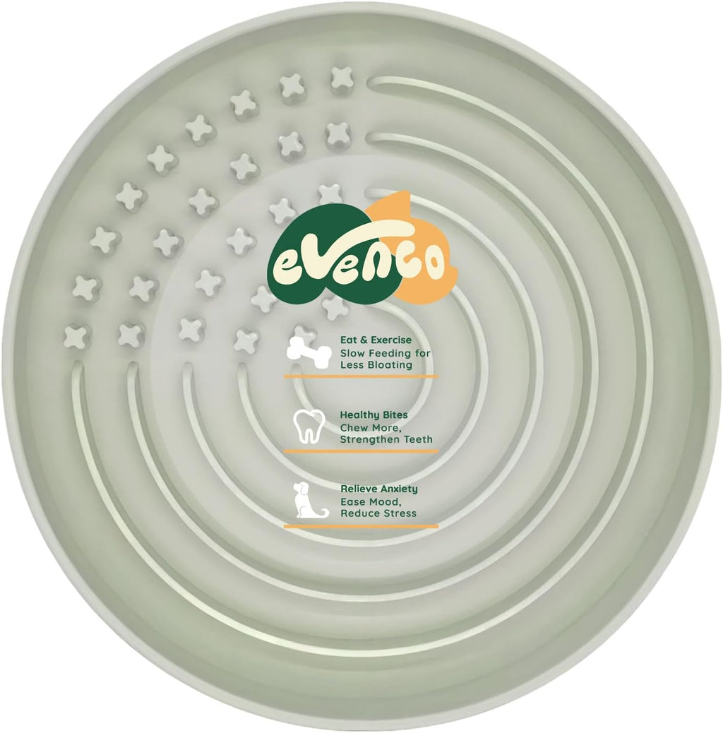 Slow Feeder Dog Bowls, Slowdown Bowl - Puzzle Silicone Dog Feeding Bowls with Suction Cups, Innovative Lick Mat, Healthy Eating, Dishwasher Microwave Safe, Mealtime Challenge, 7.5" x 1.3" Green