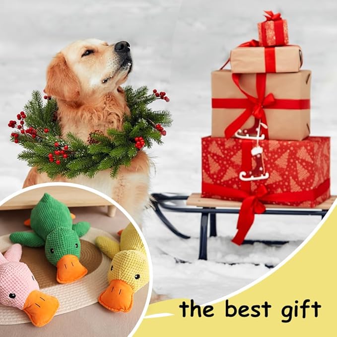 2025 Upgraded Dog Toys, New Durable Calming Duck Toys, Dog Toys for Aggressive Chewers with Soft Squeaker, Fun for Indoor Puppies and Senior Pups (Yellow, XL-14.9 * 17.7in)