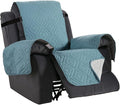 H.VERSAILTEX Reversible Quilted Recliner Covers Water Resistant Furniture Protector for Reclienr Chair with Elastic Straps for Pets Kids Sitting Width Up to 28"(Oversized Recliner, Cameo Blue/Beige)