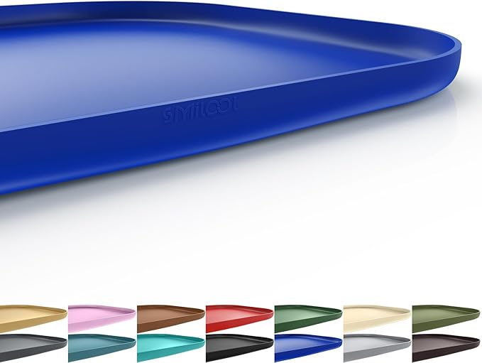 Silicone Pet Feeding Mat with Raised Edge for Food and Water, Dog Bowl Mats, Cat Bowls Placemat with High Lip for Floor Waterproof, Rubber Tray for Cats and Dogs 19 x 12 x0.7 Navy Blue