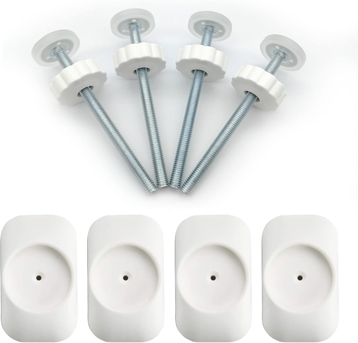 Baby Gate Extender Extention-4 Pack M8(8MM) | M8 threaded spindle rods(12cm). Includes wall protector pads. Tool-free installation for baby/pet gates. Fits most banisters.