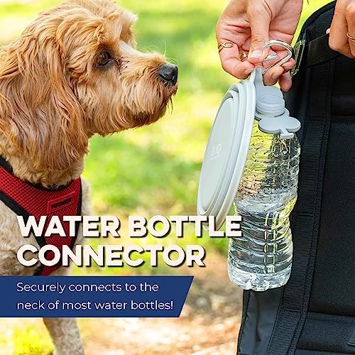Bonza Collapsible Dog Water Bowl - BPA-Free Silicone Dog Dish - Reinforced Rim Collapsible Bowl - Carabiner Clip Travel Dishes for Pets - for Hiking, Camping & Car Trips - Large 33 Oz, Navy Blue