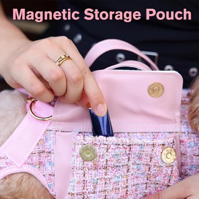 Dog Lift Harness Backpack for Small Dogs Cats, Adjustable Straps Dog Sling Carrier Full Body for Hiking, Travel, Outdoor – Pink Large
