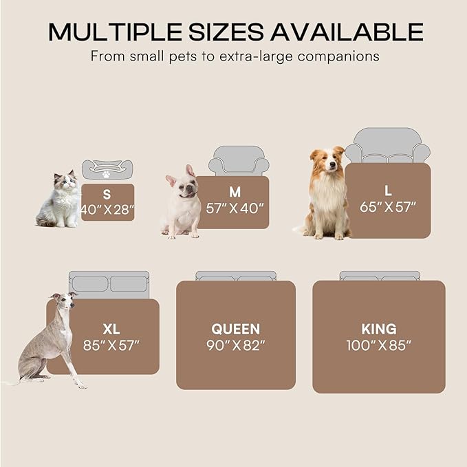 Luciphia Waterproof Pet Blanket, Liquid Pee Proof Dog Blankets for Sofa Bed Couch, Reversible Sherpa Fleece Furniture Protector Cover for Small Medium Large Dogs Cats,Khaki X-Large（85" x 57"）