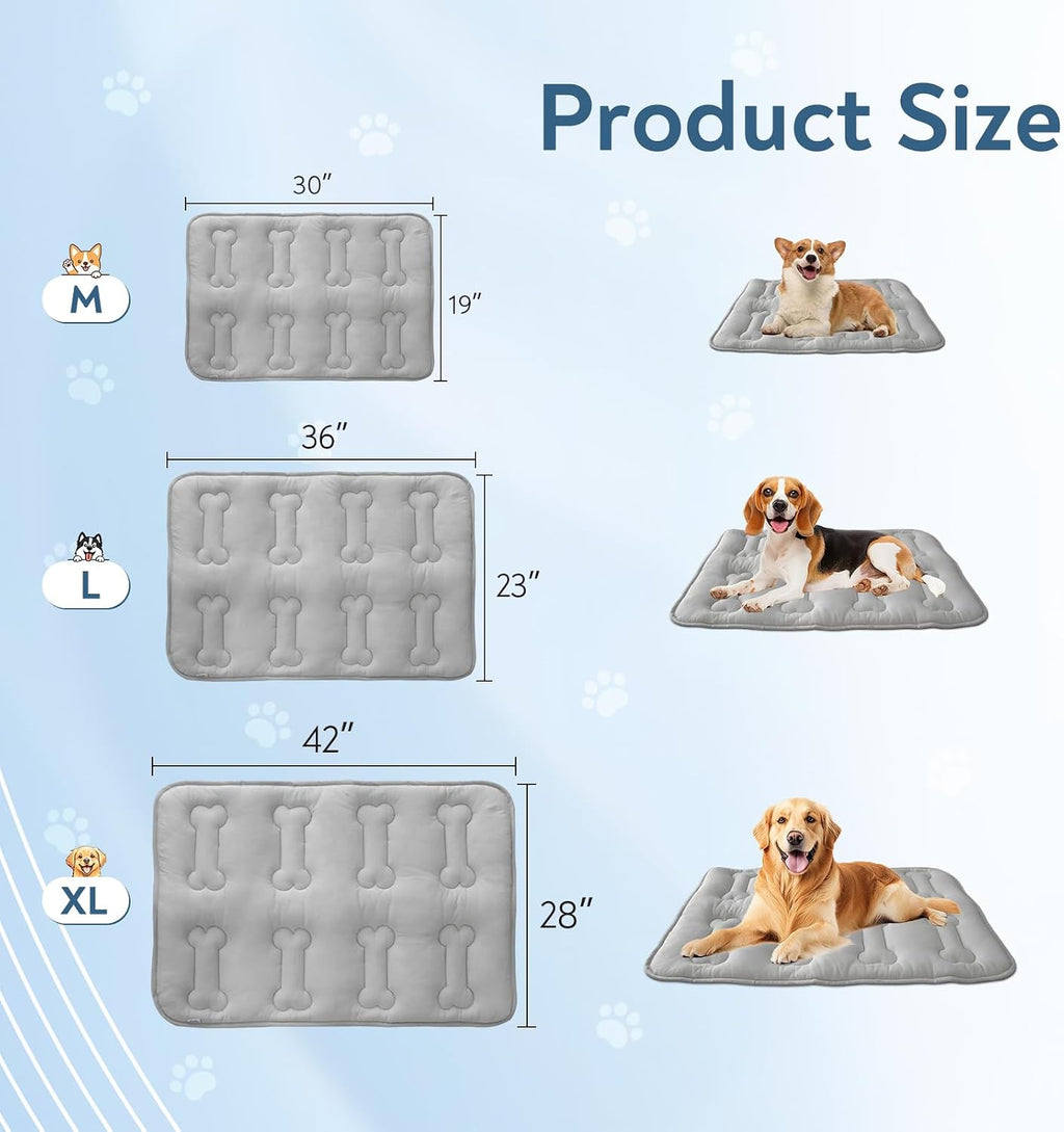Magik & Kover 42" x 28" Dog Crate Pad and Dog Cooling Mat 2 Pack Grey