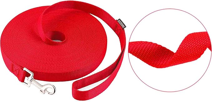 AmaGood Dog/Puppy Obedience Recall Training Agility Lead-15 ft 20 ft 30 ft 50 ft Long Leash-for Dog Training,Recall,Play,Safety,Camping (50feet, Red)