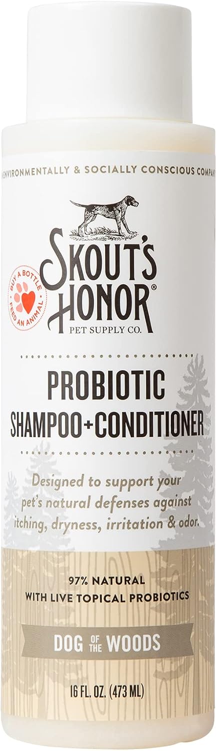 SKOUT'S HONOR Probiotic Dog Shampoo and Conditioner - DOTW, 16 oz | Hydrating Natural 2-in-1 for Itchy Skin, Microbiome-Friendly with Avocado Oil & Omega-3s, Paraben & Sulfate-Free