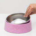 32oz 4CUP Dog & Cat Bowl, Sprinkle Design, Slanted Stainless Steel Pet Bowl with Removable Inner Bowl, Non-Slip Silicone Base, Dishwasher Safe, for Dry/Wet/Raw Food & Water (Pink)