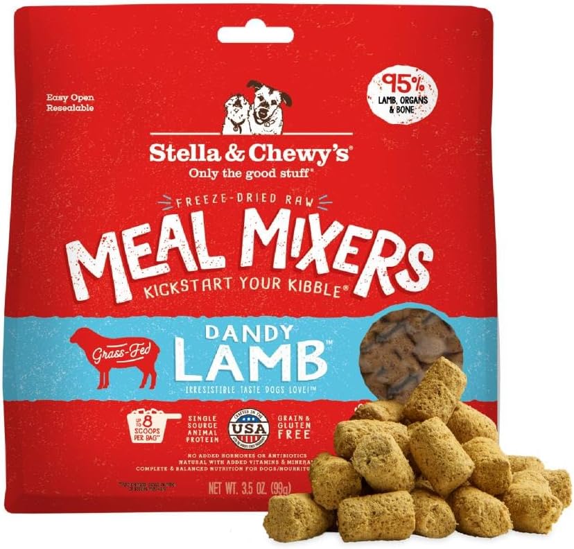 Stella & Chewy's Freeze-Dried Raw Lamb Meal Mixers- Dog Food Topper and Mixer - Made with 95% Grass-Fed Lamb, Organs & Bone - Perfect for Picky Eaters - Grain-Free - 3.5 oz
