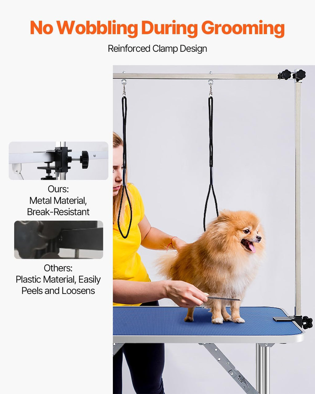 VEVOR Pet Grooming Table, 36 x 24 Inch with 2 Height Adjustable Arms, 330LBS Static Weight Capacity, Foldable Dog Groom Station with No-Sit Haunch Holder with Grooming Loop, for Medium and Small Dogs