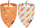PTDECOR Easter Dog Bandana 2 Pack, Reversible Rabbit Carrot Dog Scarf, Multi Size Offered, Yellow White Easter Bandanas for Small Dogs Pets (Small)